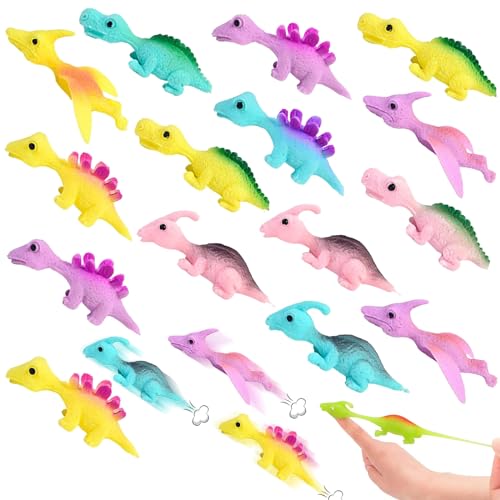 YISKY Slingshot Dinosaur Finger Toys, 15 Stück Finger Slingshot Toys, Lustige Fliegende Dinosaurier Schleuder Spielzeug, Dinosaurier Schleuder Spielzeug, Party Spielzeug für Kinder, Zufällige Farbe von YISKY