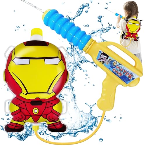 Wasserpistole mit Tankrucksack, Rucksack Wasserpistole, Cartoon Große Wasserpistolen, Wasserpistole Große Kinder, Kinder Wasserpistole Spielzeug, Wasserspritze Kinder für Sommer Strand Pool (D) von YISKY