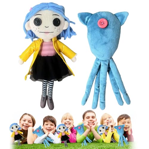 YISKY Coralin Kuscheltier, 2 Stück Coralin Cartoon Plush Toy, Coralin Ghost Mother Plush Doll, Blauer Oktopus-Plüsch Mit Knopfauge, Coralin Plüsch, Animated Movie Character Doll, Geschenk Für Kinder von YISKY