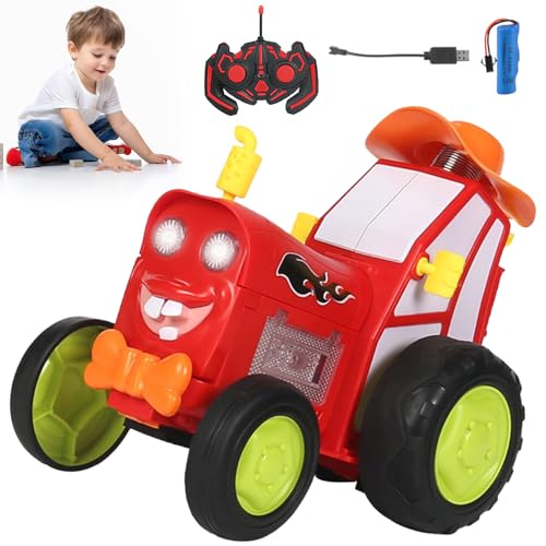 YISKY Jumping Stunt Car Toys, Ferngesteuerter Traktor mit Licht und Musik, Stunt Spielzeug, Ferngesteuertes Autos, 90° drehbare RC Stunt Auto, Verrücktes Springendes Auto, für Jungen und Mädchen von YISKY