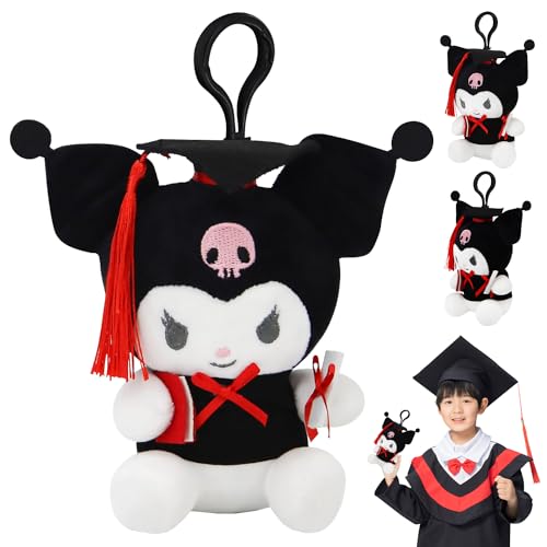 YISKY Kuromi Plüschtiere, Kuromi Graduation Plüsch, Kuromi Plüsch mit Diplom und Doktorhut, Kuromi Kuscheltier, Abschluss Plüsch Spielzeug, Kuromi Plüschpuppe, für den Abschluss, Abitur oder Studium von YISKY