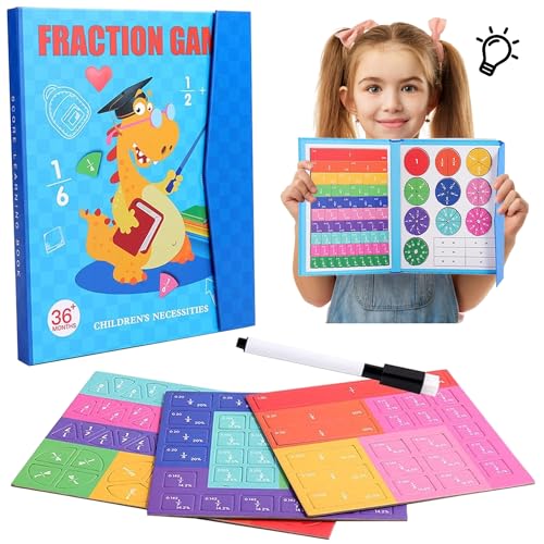 YISKY Magnetischen Bruchkacheln Und Bruchkreisen, Magnetische Bruchrechnen Montessori Material, Arithmetisches Lernspielzeug, Magnetisches Puzzle Brüche, Montessori Mathematisches Spielzeug von YISKY