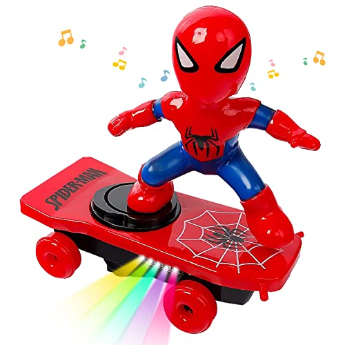 YISKY Spider Man Stunt Spielzeug Auto, Spider Man Fahrzeug mit Musik und Beleuchtung, Spider Man Spielzeug Roller, Elektrischer Auto, Beleuchtetes Spielzeugauto für Kinder ab 3 Jahren von YISKY