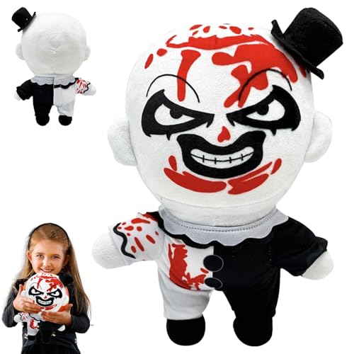 Terrifier 3 Plüsch, 25 cm Terrifier 3 Plüschpuppe, Horrorfilm-Figur Plüschtier, Terrifier 3 Weiche Blutige Anime Figur, Terrifier 3 Filmcharakter-Plüsch, Terrifier Stuffed Animal für Jungens und Fans von YISKY