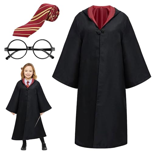 YISKY Zauberer Cosplay Kostüm, Zauberer Robe, Zauberer kostüm für kinder, Harry Cosplay Kostüm, Harry Magische Kostüm, Zauberer Outfit Set, Harry Umhang, für Maskerade, Cosplay, Karneval, Halloween von YISKY