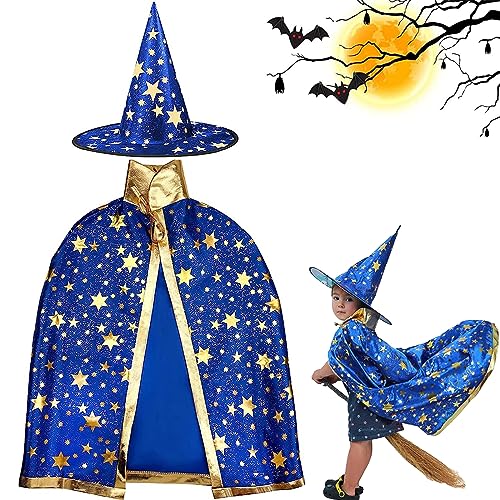 YITONGFUKinder Halloween Kostüm。wizard cape，witch umhang mit hut,zauberer kostüm kinder,Requisiten für Jungen Mädchen Cosplay Party von YITONGFU