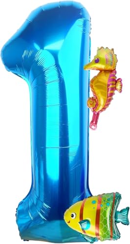 4Pcs Meerestiere Ballons,40 Inch Luftballon 1 Geburtstag,Ballon 1 Geburtstag Junge,Meerestiere Folienballon,Ozean Deko Geburtstag,Geeignet für Kindergeburtstage, Ozean Themenpartys von YIZHIXIANGQ