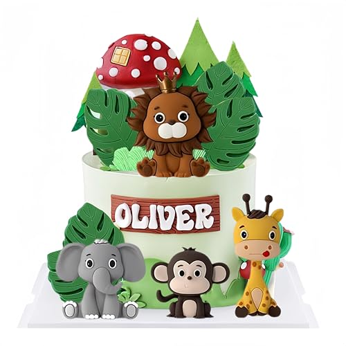 4Pcs Tiere Geburtstag Tortendeko, Tortendeko Tiere Wald, Dschungel Tortendeko Geburtstag, Kindergeburtstags-Kuchendekoration, Waldtier-Kuchendekoration von YIZHIXIANGQ