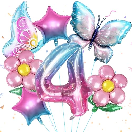 7Pcs schmetterling ballon,schmetterling deko geburtstag 4,geburtstag deko 4 jahre mädchen,geeignet für Mädchen-Geburtstagsparty-Dekoration, Themenparty Dekoration von YIZHIXIANGQ