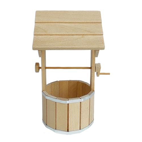 1/12 Puppenhäuser Gartendekorationen Holzbrunnenmodell mit funktionierendem Design für kreatives Modell, Handwerksprojekt, Display-Zubehör, Miniatur-Gartenzubehör 1/12 Puppenhäuser Gartendekorationen Holzbrunnenmodell mit funktionierendem Design für kreatives Modell, Handwerksprojekt, Display-Zubehör, Miniatur-Gartenzubehör von YIZITU