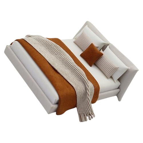 1/20 Puppenhäuser Schlafzimmer Zubehör Creme Doppelbett mit Bettwäsche Realistische Inneneinrichtung Handwerk Projekt Landschaft Requisiten Realistische Puppenhäuser Bett mit detailliertem Design 1/20 Puppenhäuser Schlafzimmer Zubehör Creme Doppelbett mit Bettwäsche Realistische Inneneinrichtung Handwerk Projekt Landschaft Requisiten Realistische Puppenhäuser Bett mit detailliertem Design von YIZITU