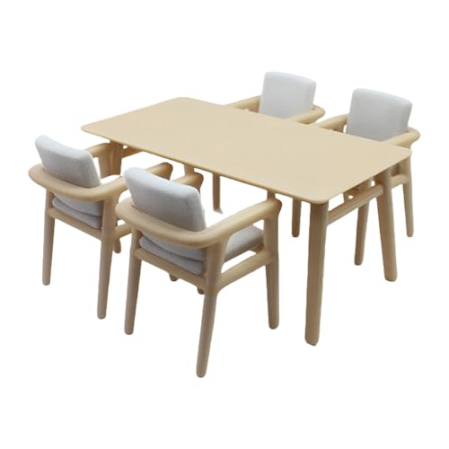 5-teiliges Miniatur-Esstisch- und Stühle-Set, ideal für Puppenhaus-Enthusiasten und Sammler, als Schauzubehör, Miniaturmodell 5-teiliges Miniatur-Esstisch- und Stühle-Set, ideal für Puppenhaus-Enthusiasten und Sammler, als Schauzubehör, Miniaturmodell von YIZITU