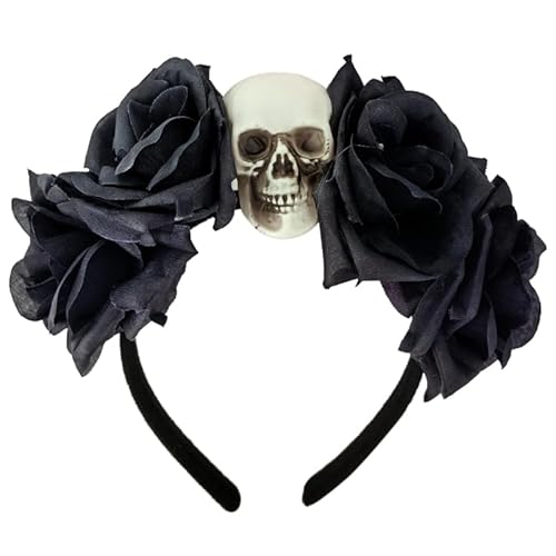 Hexen Stirnband mit Rose Teufel Schädel Dunkle Blume Hexe Halloween Rose Rollenspiel von YIZITU