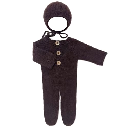 YIZITU 2-teiliges Neugeborenen-Kostüm, Fotografie-Outfit, weicher Stoff, gestrickter Strampler und passende Mütze, Requisiten-Set für Baby-Fotoshootings, bequemes Baby-Kostüm YIZITU 2-teiliges Neugeborenen-Kostüm, Fotografie-Outfit, weicher Stoff, gestrickter Strampler und passende Mütze, Requisiten-Set für Baby-Fotoshootings, bequemes Baby-Kostüm von YIZITU