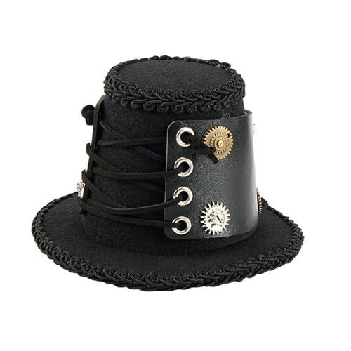 YIZITU Eleganter Retro-Zylinder mit industrieller Ausrüstung und Filz-Design, Kostüm-Kopfschmuck für Halloween-Partys und Cocktail-Dinner, verstellbarer Hut für Partys YIZITU Eleganter Retro-Zylinder mit industrieller Ausrüstung und Filz-Design, Kostüm-Kopfschmuck für Halloween-Partys und Cocktail-Dinner, verstellbarer Hut für Partys von YIZITU