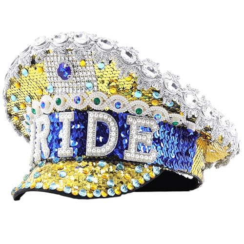 YIZITU Glitzernder Strass Kapitän für Hochzeit Mode Zylinder Karneval Party Hut Frauen BrideToBe Hut Rollenspiel Hut von YIZITU