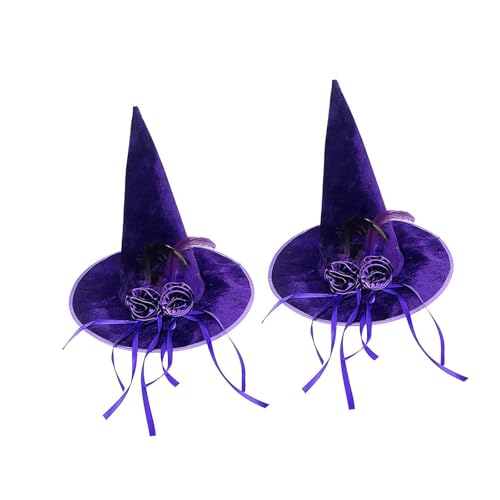 YIZITU Hexenhüte Weiche Samtige Mit Stoffblume Detaillierte Trim Halloween Accessoire Eleganter Hexenhut Mit Nicht Verwobener Stoffdekoration YIZITU Hexenhüte Weiche Samtige Mit Stoffblume Detaillierte Trim Halloween Accessoire Eleganter Hexenhut Mit Nicht Verwobener Stoffdekoration von YIZITU
