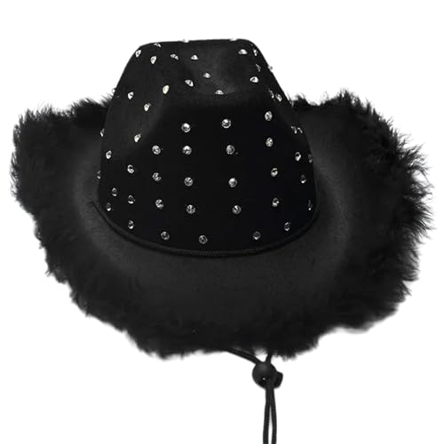 YIZITU Hut mit Federbesatz und Strasssteinen besetzt, Western-Top, Junggesellinnenabschied, Kostüm, Maskeraden, Party, Requisiten, Musikfestival-Hut YIZITU Hut mit Federbesatz und Strasssteinen besetzt, Western-Top, Junggesellinnenabschied, Kostüm, Maskeraden, Party, Requisiten, Musikfestival-Hut von YIZITU