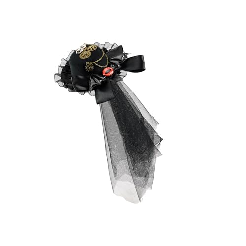 YIZITU Kleiner Zylinder im Punk-Stil, mit Metallzahnradkette und Spitzenbesatz, Unisex, Vintage-Kostüm, Kopfschmuck für Halloween, Party, Cosplay, Halloween, Kostüm, Zubehör, Hut YIZITU Kleiner Zylinder im Punk-Stil, mit Metallzahnradkette und Spitzenbesatz, Unisex, Vintage-Kostüm, Kopfschmuck für Halloween, Party, Cosplay, Halloween, Kostüm, Zubehör, Hut von YIZITU