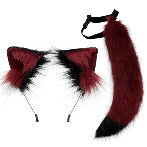 YIZITU Mädchen Ohren Schwanz Set Plüsch Kätzchen Ohren Haar Hoop Schöne Party Kopfschmuck Anime Cosplay Party Haar Zubehör von YIZITU