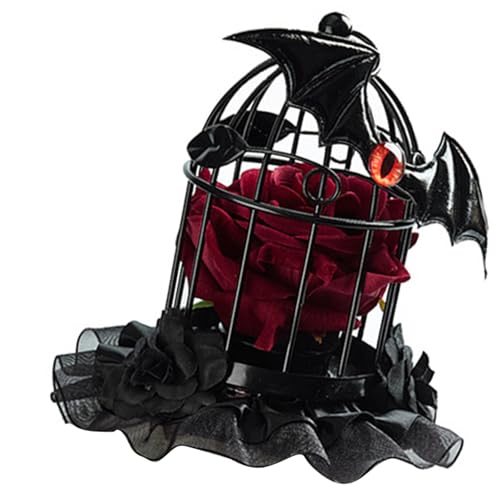 YIZITU Schwarzer Käfigschleier-Fascinator mit zarten floralen Akzenten für Cosplay-Veranstaltungen und Abendgarderobe, Gothic-Vogelkäfig-Hut YIZITU Schwarzer Käfigschleier-Fascinator mit zarten floralen Akzenten für Cosplay-Veranstaltungen und Abendgarderobe, Gothic-Vogelkäfig-Hut von YIZITU