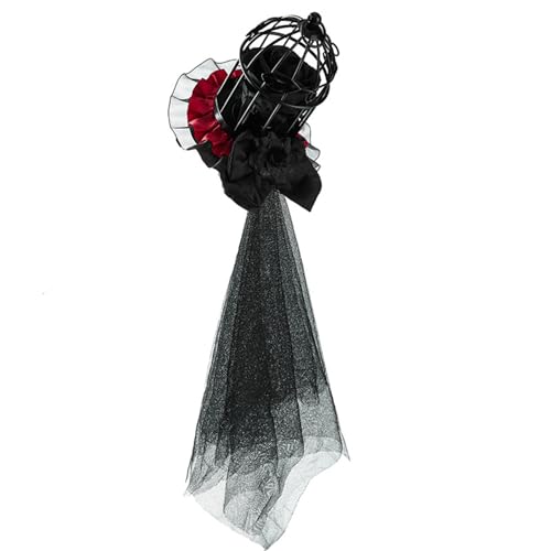 YIZITU Schwarzer Käfigschleier-Fascinator mit zarten floralen Akzenten für Cosplay-Veranstaltungen und Abendgarderobe, Gothic-Vogelkäfig-Hut YIZITU Schwarzer Käfigschleier-Fascinator mit zarten floralen Akzenten für Cosplay-Veranstaltungen und Abendgarderobe, Gothic-Vogelkäfig-Hut von YIZITU