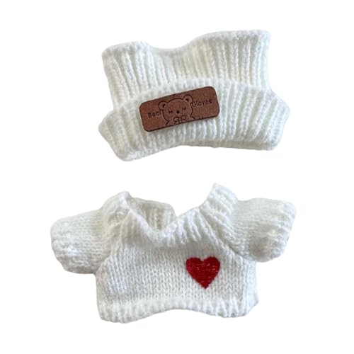 YIZITU Trendige Puppenkleidung für 15–17 cm große Figuren mit schwarzer Strickmütze und Herz-Pullover, geeignet für Kaninchen, Puppenkleidung, schwarze Strickmütze, Sammlerstück, Puppenzubehör YIZITU Trendige Puppenkleidung für 15–17 cm große Figuren mit schwarzer Strickmütze und Herz-Pullover, geeignet für Kaninchen, Puppenkleidung, schwarze Strickmütze, Sammlerstück, Puppenzubehör von YIZITU