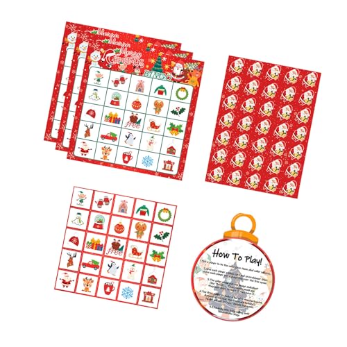 YIZITU Weihnachts-Bingo-Spiel-Set für Familienspaß, 24 Karten mit festlichen Aufklebern und Anleitung, Party für Erwachsene YIZITU Weihnachts-Bingo-Spiel-Set für Familienspaß, 24 Karten mit festlichen Aufklebern und Anleitung, Party für Erwachsene von YIZITU
