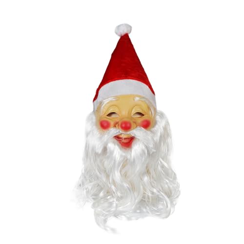 YIZITU Weihnachtsmann-Kopfbedeckung, Latex-Kopfbedeckung, halbes Gesicht, Partyzubehör für Erwachsene, Festival, Kostüm, Cosplay, Requisiten von YIZITU