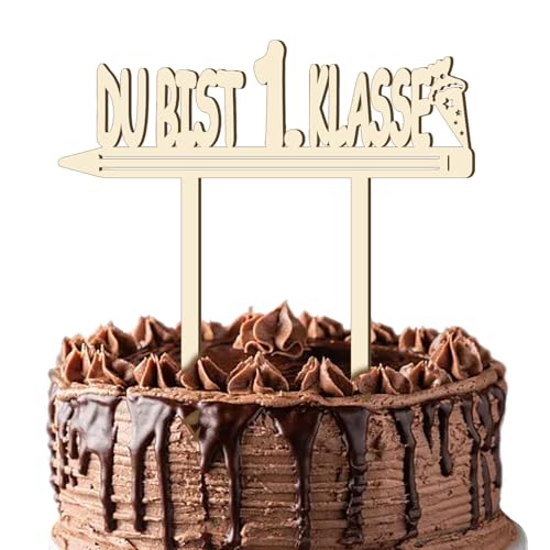 Cake Topper-DU BIST 1. KLASSE,Schulkind Holz Tortendeko, Party Deko Geschenkidee für Junge Mädchen Kinder Cake Topper-DU BIST 1. KLASSE,Schulkind Holz Tortendeko, Party Deko Geschenkidee für Junge Mädchen Kinder von YJSDDNTY