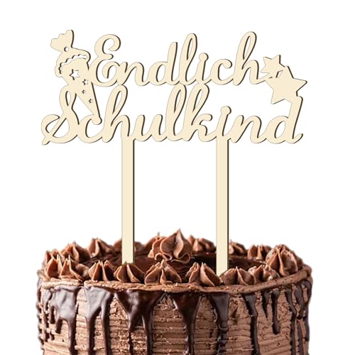 Cake Topper-Endlich Schulkind,Schulkind Holz Tortendeko, Party Deko Geschenkidee für Junge Mädchen Kinder Cake Topper-Endlich Schulkind,Schulkind Holz Tortendeko, Party Deko Geschenkidee für Junge Mädchen Kinder von YJSDDNTY