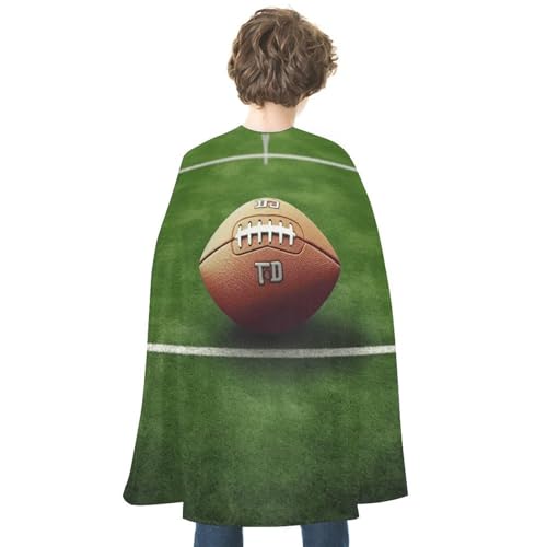 YJWANDL Wendbarer Halloween-Umhang, American Football Feldball-Sportdruck, Satin, Hexenumhang, leicht und bequem, Halloween-Kostüm-Umhang von YJWANDL