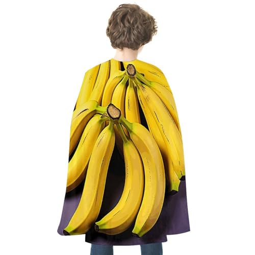 YJWANDL Wendbarer Halloween-Umhang, einzigartiger Bananenfrucht-Druck, Satin, Hexenumhang, leicht und bequem, Halloween-Kostüm-Umhang von YJWANDL