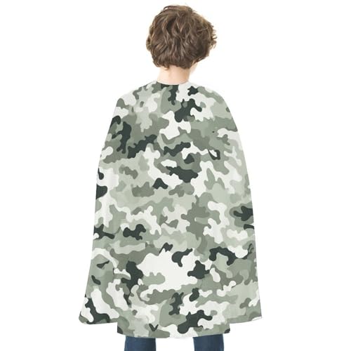 YJWANDL Wendbarer Halloween-Umhang, weißer Camouflage-Druck, Satin, Hexenumhang, leicht und bequem, Halloween-Kostüm-Umhang von YJWANDL