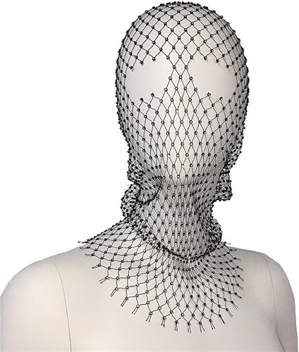 YJZQ Strassmaske Mesh Strass Stirnbänder Netz-Kopfbedeckung Kristall Kopfkappe Haarschmuck für Brautparty Flapper Halloween Ball Party von YJZQ