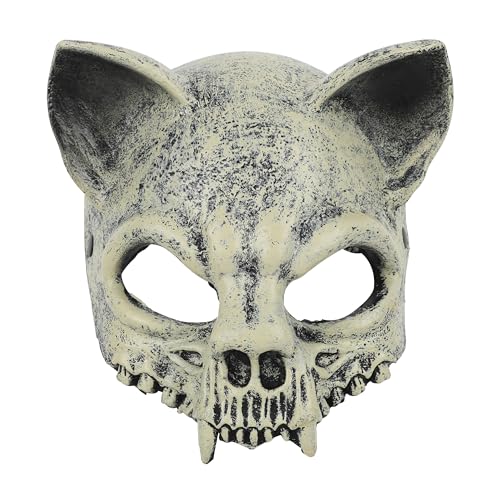 YJZQ Tier Skelettmaske Gruselige Tiermasken Skelett Katze Maske Halbgesichtige Totenkopfmaske Horrore Catwoman Maske Rollenspiel Requisiten für Halloween, Karneval, Mottopartys YJZQ Tier Skelettmaske Gruselige Tiermasken Skelett Katze Maske Halbgesichtige Totenkopfmaske Horrore Catwoman Maske Rollenspiel Requisiten für Halloween, Karneval, Mottopartys von YJZQ