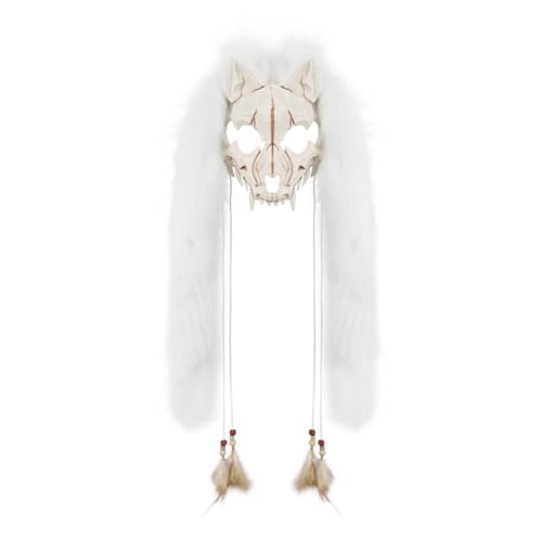 YJZQ Wikinger Maske Fuchs Halbes Gesicht Schädel Fuchs Werwolf Mittelalter Kostüm für Historisches Theater Cosplay Halloween mit Stola Plüsch und Feder YJZQ Wikinger Maske Fuchs Halbes Gesicht Schädel Fuchs Werwolf Mittelalter Kostüm für Historisches Theater Cosplay Halloween mit Stola Plüsch und Feder von YJZQ