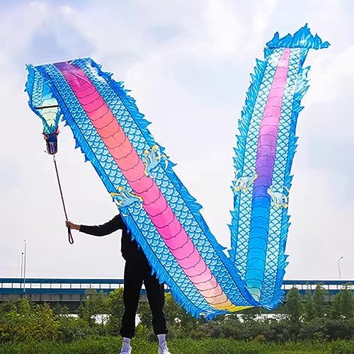 Chinesischer Drachentanz Streamer, Bunter 3D-Drachen mit chinesischer Tänzerin, realistischer, fließender Streamer, waschbar, zitternde Drachen-Performance-Requisiten for Tanzübungen,(Deep Coffee,10 m von YJzhAHanG