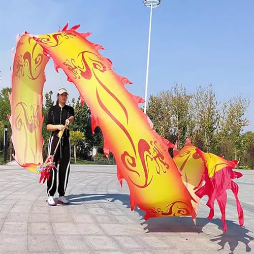 Chinesischer Drachentanz Streamer, Drachen-Poi, Jonglierdrache, Poi-Bandflagge, schleudernder Tänzerschuppendrache mit Kopf, quadratischer Übungsdrachen, waschbar for Basteln, fliegendes Spielset(Colo von YJzhAHanG