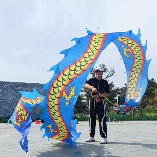 Chinesischer Drachentanz Streamer, Dragon Poi Drachen-Poi-Drachen aus Seide, waschbar, Bandtänzer-Streamer for Erwachsene mit Kopf, Schleuderkunst, Schuppentänzer-Flagge for Outdoor-Fitness, Jongliere von YJzhAHanG