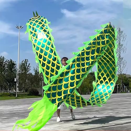 Chinesischer Drachentanz Streamer, Dragon Poi Drachen-Poi-Streamer-Set mit Kopf und Schwungseil, schleuderndes Fitness-Waagen-Band for den Park-Rasenplatz, drehendes chinesisches Tänzer-Drachenspielze von YJzhAHanG