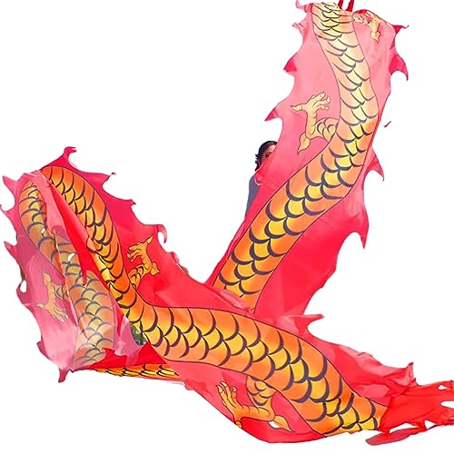 Chinesischer Drachentanz Streamer, Dragon Poi Sports Rhythmic Ribbon, chinesisches Drachen-Streamer-Set mit Kunststoffkopf, leichter quadratischer Dragon Poi-Drachen for spielende Erwachsene, Flinging von YJzhAHanG