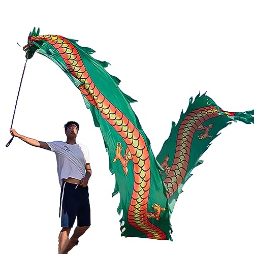 Chinesischer Drachentanz Streamer, Dragon Poi Sports Rhythmic Ribbon, chinesisches Drachen-Streamer-Set mit Kunststoffkopf, leichter quadratischer Dragon Poi-Drachen for spielende Erwachsene, Flinging von YJzhAHanG