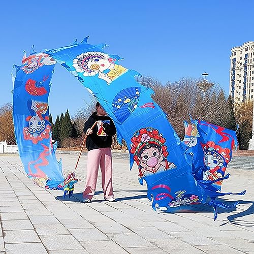 Chinesischer Drachentanz Streamer, Drehender Drachen-Poi mit Peking-Opern-Mustern, rhythmische Fahnenschlangen aus Seidenbändern, fließende Fitness-Requisiten for traditionelle chinesische Tänzer for von YJzhAHanG