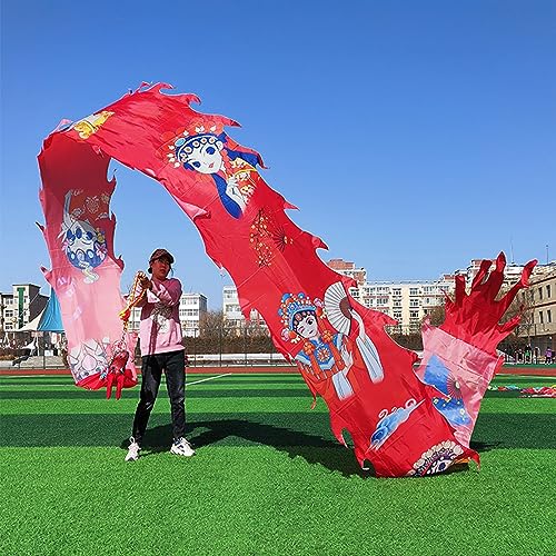 Chinesischer Drachentanz Streamer, Drehender Drachen-Poi mit Peking-Opern-Mustern, rhythmische Fahnenschlangen aus Seidenbändern, fließende Fitness-Requisiten for traditionelle chinesische Tänzer for von YJzhAHanG