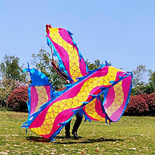 Chinesischer Drachentanz Streamer, Waschbares Drachen-Seiden-Streamer-Set, Jonglier-Schleuderband, Dreh- und Schüttel-Poi-Tänzer, Fitness-Gymnastik, 6 m/8 m/10 m, Fitness-Streamer(Style1,8 m/26ft long von YJzhAHanG