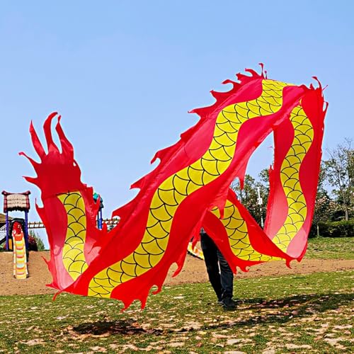 Chinesischer Drachentanz Streamer, Waschbares Drachen-Seiden-Streamer-Set, Jonglier-Schleuderband, Dreh- und Schüttel-Poi-Tänzer, Fitness-Gymnastik, 6 m/8 m/10 m, Fitness-Streamer(Style2,10 m/33ft lon von YJzhAHanG