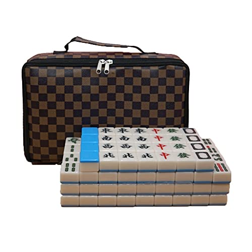 YKHB Mahjong Fliesen Set Chinesische Mahjong Mahjong, Melaminmaterial Leicht zu lesen Spielset, komplette Reise für die Familie Mahjong Komplett-Set (Size : 42 * 31 * 21mm) von YKHB