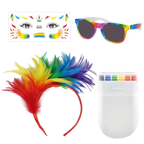 YKHSUAOU Bunt Feder Stirnband Feder Faszinator Stirnband Cosplay Haarreif Karneval Kopfschmuck Regenbogen Feder Haarreif Feder Kopfbedeckung Kostüm für Ostertag Hochzeit Halloween Party von YKHSUAOU