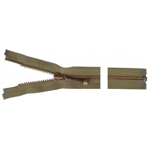 YKK Trennbarer Reißverschluss Antik Messing 40cm 4mm Army von YKK